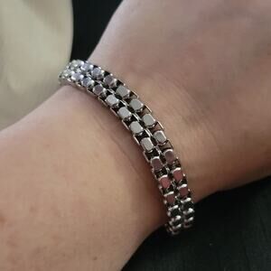 Men's stainless steel thick rounded box chain bracelet